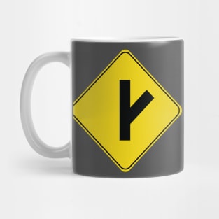 Caution Road Sign Slanting Intersection Mug